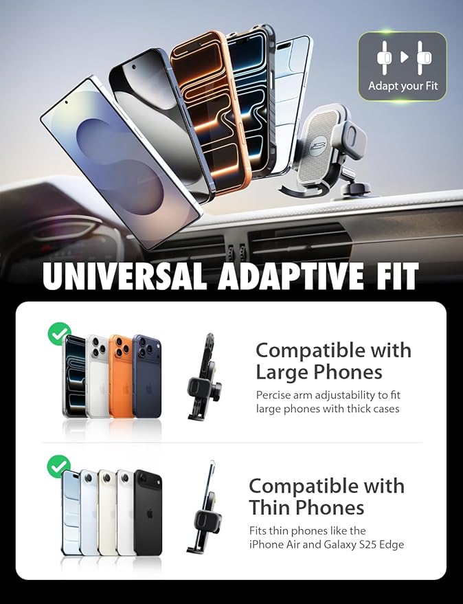 Bracketron TripGrip PRO Car Phone Holder Mount - Phone Holders for Your Car with One-Button Expansion for Vent & Dash - Compatible with Most Smartphones