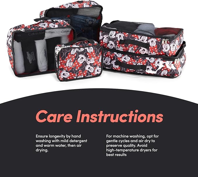 Disney Minnie Mickey Stitch Packing Cubes - Winnie the Pooh, Princess Cinderella, Cars, Toy Story 5 Piece Packing Cubes Compression - Travel Essential - Luggage Suitcase Organizer Set
