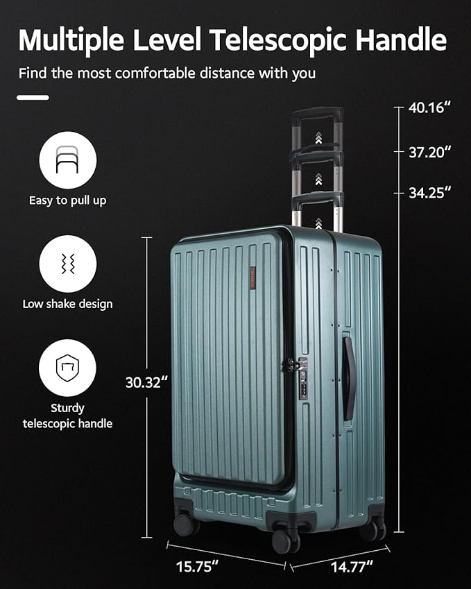 Checked Luggage, Large Suitcase 29 Inch Trunk Luggage with Spinner Wheels, Lightweight ABS+PC Hard Shell with Aluminum Frame, Top Opening, TSA Lock (Green, 1PC)