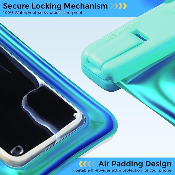 2 Pack ProCase Floating Waterproof Phone Pouch Up to 7", IPX8 Floatable Underwater Phone Case Dry Bag for iPhone 17/Air 16 15 14 13 12 11 Pro Max Xs Max XR X 8 7 Plus SE/Galaxy S24 S23 S22 -WhiteGreen