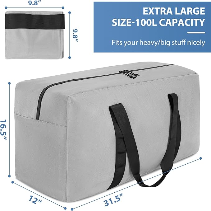 Large Travel Duffle Bag, 102L Gear Bag for Men and Women, Storage Bag Ideal for Overnight Camping and Weekend Getaways