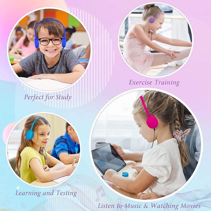 Classroom Kids Headphones Bulk 20 Pack Class Set of Headphones for Students Children Boys Girls Teen Adult,Group Learning, Computer Lab, Library, Online Lesson and Testing (10 Colors)