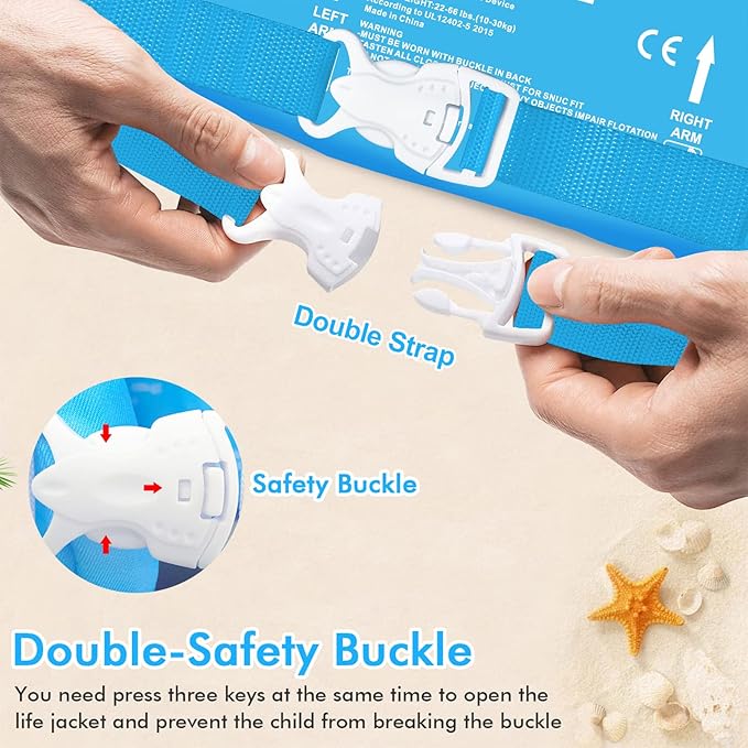 Chriffer Kids Swim Vest Life Jacket for 30-55 Pounds Boys and Girls, Toddler Floaties with Shoulder Harness Arm Wings for 2,3,4,5,6,7 Years Old Baby