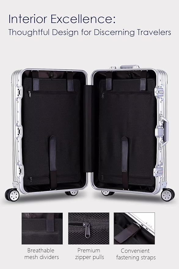 HotWay 28 Inch All Aluminum Checked in Luggage with Wheels, Hard Shell Zipperless Suitcase with TSA Locks, Large Travel Luggage, Gold