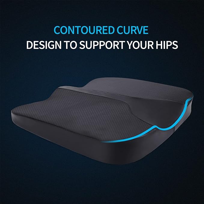 LARROUS Car Seat Cushion - Comfort Memory Foam Seat Cushion for Car Seat Driver, Tailbone (Coccyx) Pain Relief Pad, Car Seat Cushions for Driving, Office Chair Cushion (Black)
