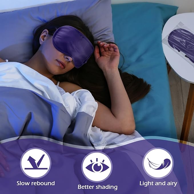 Tarpop 200 Pcs Eye Mask Sleeping Blindfold Eye Cover with Adjustable Strap for Games Party Team Building Travel Individually Wrapped Sleep Mask for Women Men (Purple)