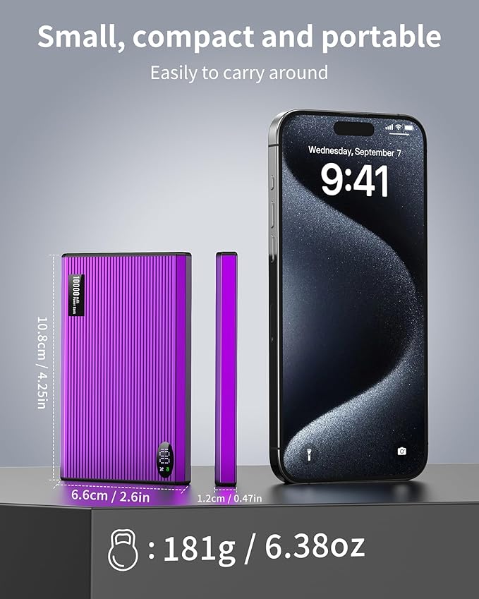 Portable Charger Power Bank, 10000mAh Wireless Charger iPhone with USB C to 20 W PD Fast Charging Cable, Mag-Safe Battery Pack Magnetic Charger for iPhone 17/16/15/14/13/12 Pro/Pro Max/Plus iPad