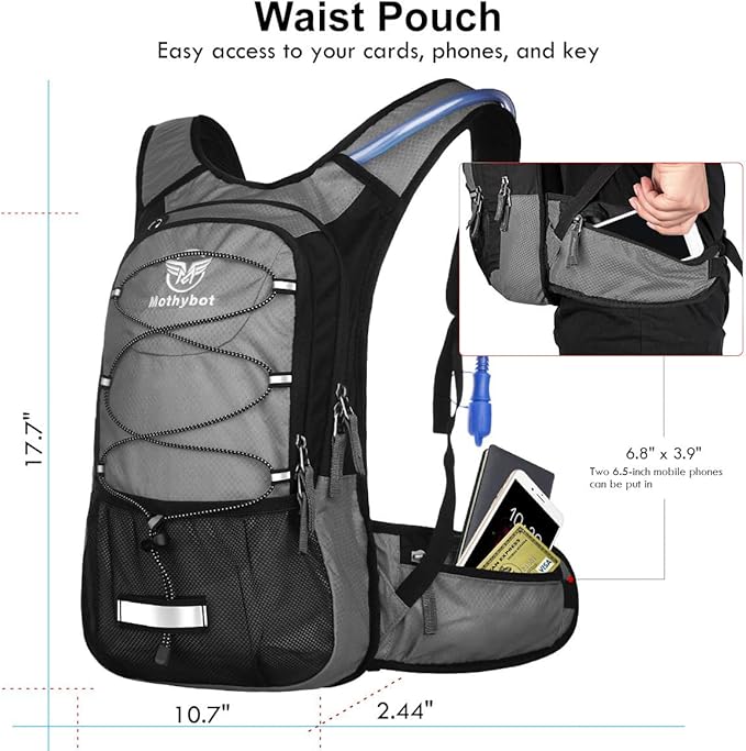 Hydration Pack, Insulated Hydration Backpack with 2L BPA Free Water Bladder and Storage, Hiking Backpack for Men, Women, Kids for Running, Cycling, Camping - Keep Liquid Cool up to 5 Hours