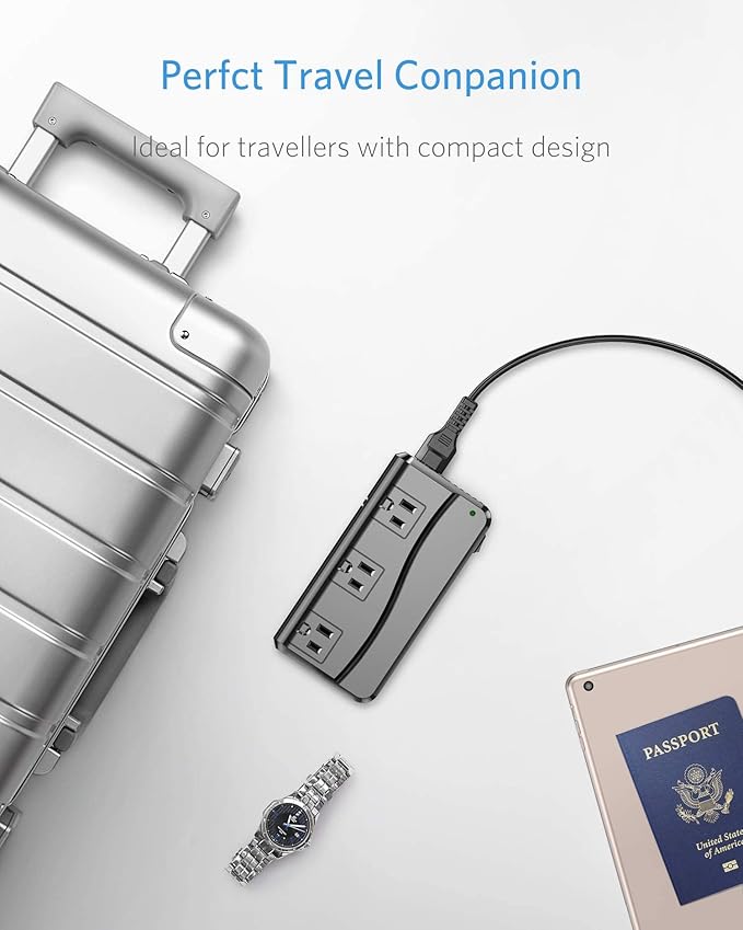 BESTEK 250W Power Converter 3-Outlet and 4-Port USB Travel Voltage Transformer 220V to 110V with Type G/D/M/AU/US Travel Plug Adapters