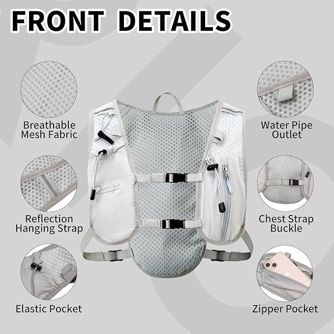 Running Vest for Women Men Lightweight Hydration Backpack Pack with 1.5L Water Bladder Bag Hydro Daypack for Hiking,Trail,Skiing,Camping,Cycling,Race,Marathon