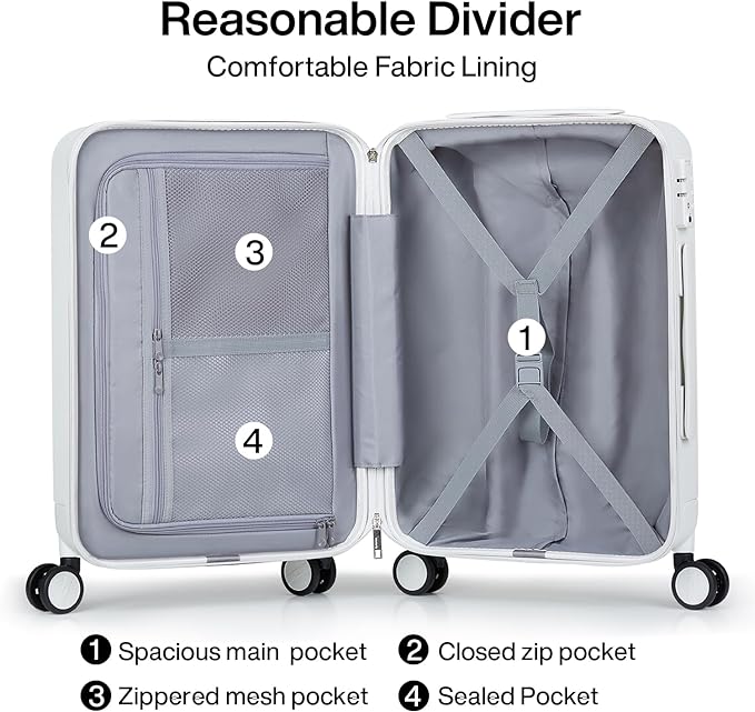 Hanke Luggage Sets 2 Piece with Spinner Wheels, 20/28 Inch Hard Shell Suitcases Set TSA Approved Luggage Travel Rolling Large Luggage(Smoke White)