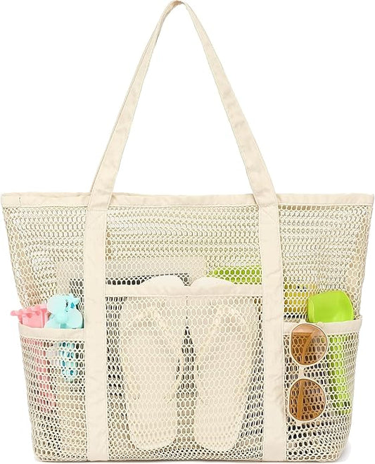Mesh Beach Bag for Women, Casual Hobo Bags Large Beach Tote for Pool Travel Cruise Vacation Essentials