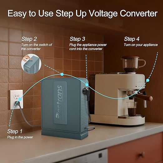 2000W Step Up Transformer 110v to 220v Converter, Heavy Duty Voltage Converter with Dual Outlets, Overload Protection & Ultra-Quiet Design for Home Appliances,Grey Green