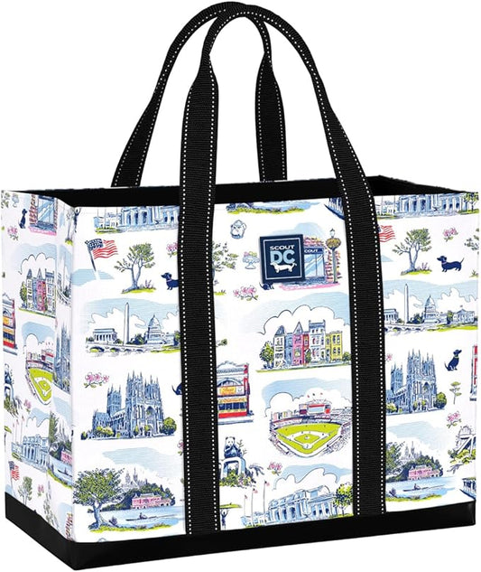 SCOUT Original Deano Tote Large - Durable Lightweight Open Top Beach, Pool & Lake Bag, Inside Zip Pocket, Folds Flat