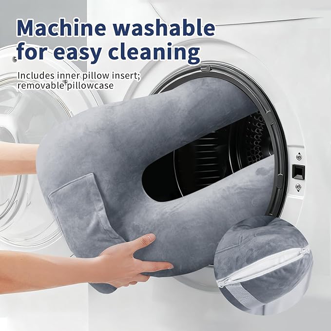 Car Pillow for Kids, Travel Pillow for Car, Toddler Travel Pillow for Sleeping Carseat Pillow for Adults, Removable and Washable Covers, Long Car Ride Essentials,Grey