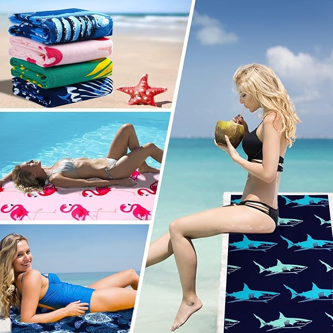 2 Packs Oversized Beach Towel Set Extra Large Big XL Pool Camping Swim Clearance Towels 36x72 Soft Blanket Cruise Essentials Accessories Must Haves Vacation Necessities Adult Flamingo Pineapple