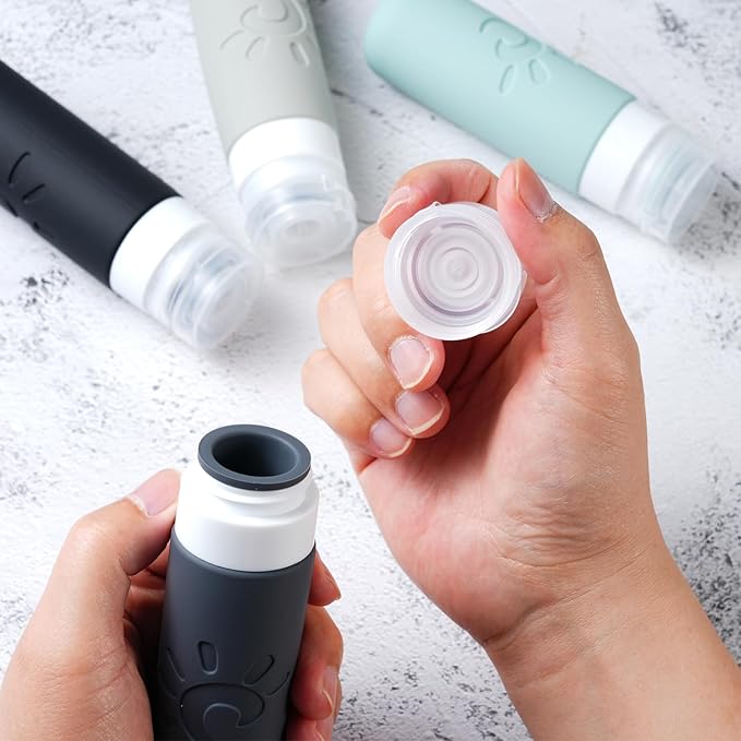 Travel Bottles for Toiletries, TSA Approved Travel Containers 3oz Leak Proof Travel Tubs Refillable Liquid Travel Accessories for Shampoo Conditioner Lotion Body Wash(Multicolored A)