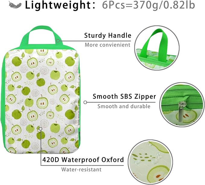 6 Pcs Compression Packing Cubes, Packing Cubes for Travel, Waterproof Luggage Organizer Bags Set, Cute Packaging Cubes for Women Kids Backpack Carry-Ons