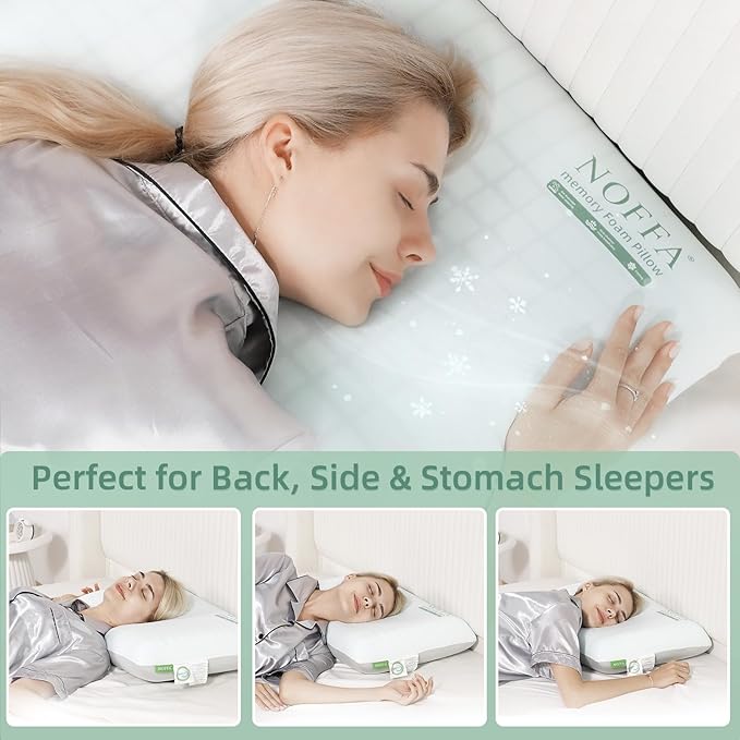 Cooling Memory Foam Pillow, Bed Pillows, Neck Pillow for Sleeping, Memory Foam Pillows for Sleeping Side, Back & Stomach Sleepers, Breathable & Removable Cover, Extra Soft