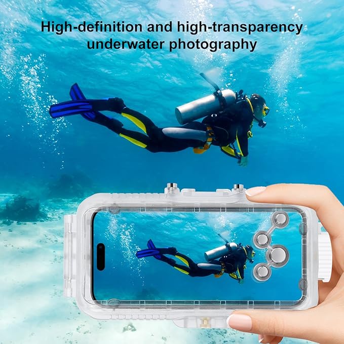 PULUZ Diving Phone Case for iPhone 16 Pro, 130ft/40m Professional Diving Snorkeling Swimming Surfing Underwater Housing Cover for iPhone 16 Pro, Photo & Video Shooting
