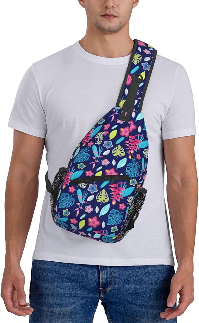 Hawaii Tropical Palm Sling Backpack Crossbody Bag Casual Chest Bags Travel Hiking Daypack Shoulder Bag for Women Men