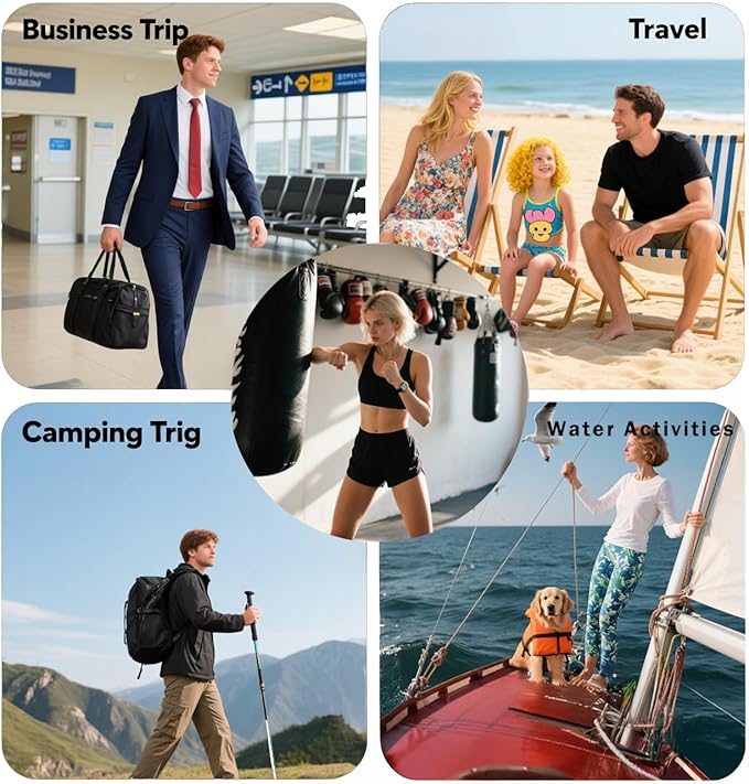 Travel Vacuum Bags with Pump,Reusable Space Saver Bags with IP67 Waterproof Zipper 17L Packing Cubes for Suitcase, Compression Bag Backpack,Luggage,Yoga,Swim,Beach(1PACK,Black)