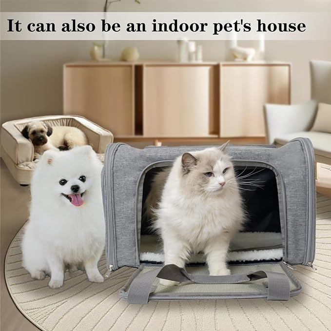 Top tasta Dog Cat Carrier Pet Carriers for Small Medium Large Cats Dogs Carrier Soft Sided Small Puppy Dog Carrier Portable Foldable Airline Approved Dog Cat Travel Carrier Grey Large