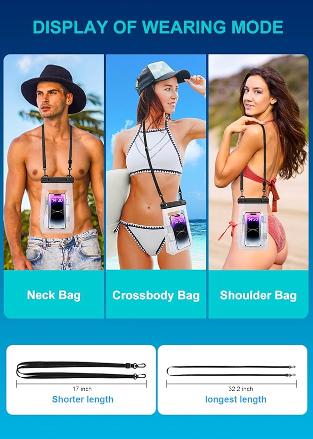 Large Waterproof Phone Pouch Floating, Universal Waterproof Phone Case for iPhone 14 Plus 13 Pro Max 12 11 Samsung S23 S22 up to 7.2'', IPX8 Water Proof Cell Phone Dry Bag for Beach Swimming