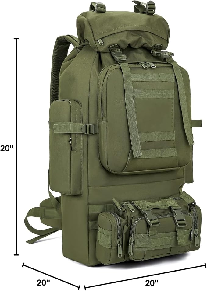 HongXingHai 100L Camping Hiking Backpack,Molle military Tactical rucksack backpack,Waterproof Lightweight Hiking Backpack (Army Green)