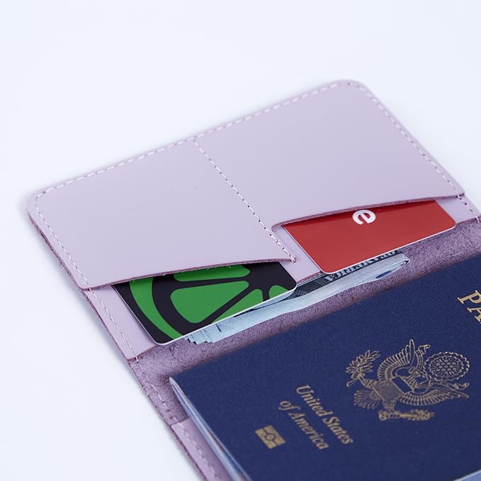 INCARNE US Passport Cover Clear - Travel Passport Wallet - Leather Passport Holder for Women Men Family with Card Slots & Note Compartmen - Sleeve Protector - Genuine Leather - Classic Fuchsia