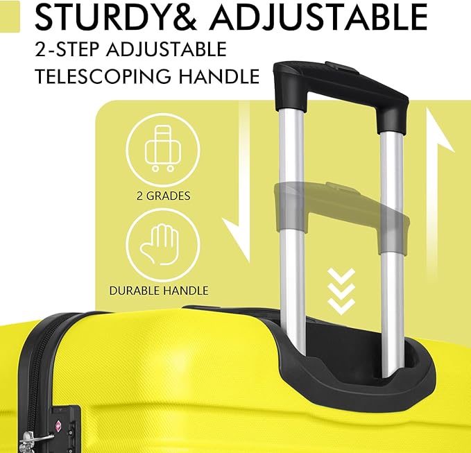 AnyZip Luggage PC ABS Hardside Lightweight Suitcase with 4 Universal Wheels TSA Lock Checked-Large 28 Inch Yellow