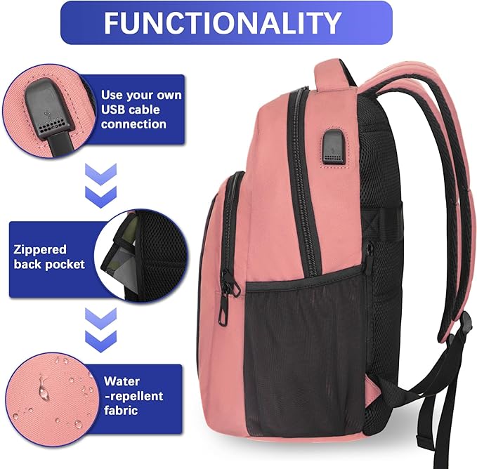 LARIPOP Travel Laptop Backpack,15.6 Inch Business Laptop backpack for Men Women with USB Charging Port,Water-Resistant Laptopack Weekender Daypack for Work College Computer