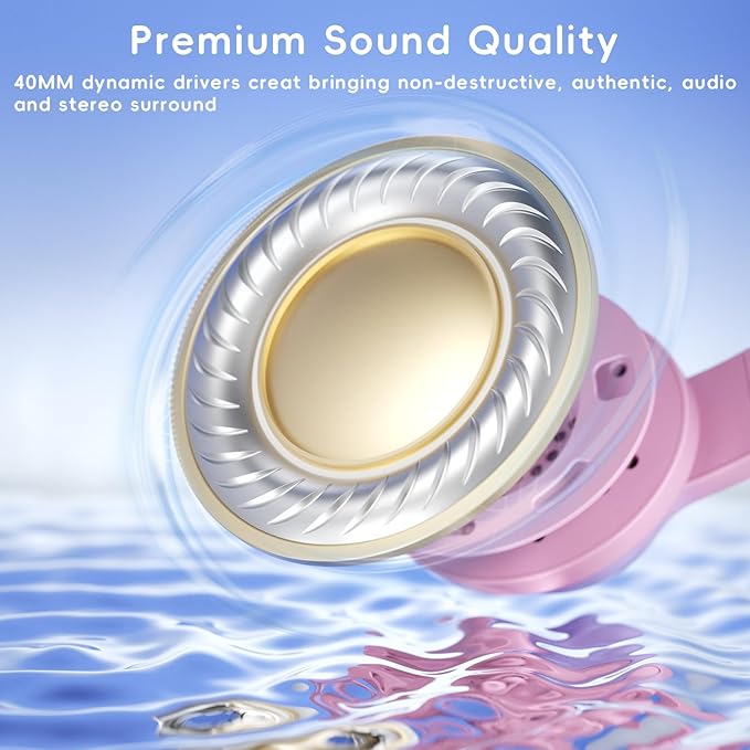 Kids Wired Headphones for Kids with Microphone, 85/94dB Volume Limiter Headphones for Girls Boys, Light Purple