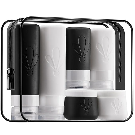 INSFIT Silicone Travel Bottles Set, 6 Pack Travel Size Toiletries, Leakproof Travel Bottles for Toiletries, Travel Accessories for Women, Airplane Travel Essentials, Travel Containers for Toiletries