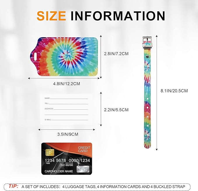 4 Pack Luggage Tag for Suitcases TSA Approved, Leather Suitcase Tags Identifiers, Cute Bag Name Travel Tags ID Labels for Women Men Cruise Airport Luggage Travel Essentials by Sodsay