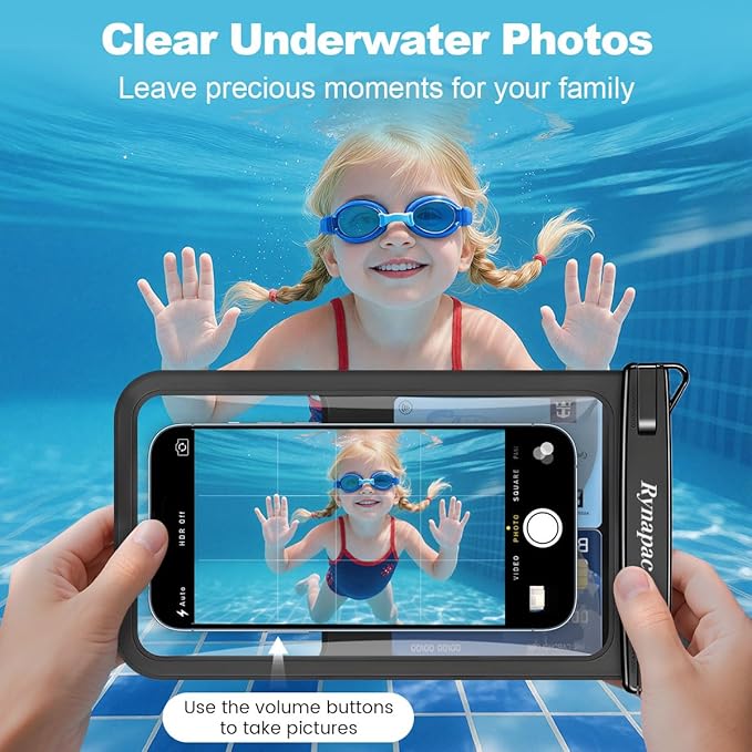 Waterproof Phone Pouch - 8.5in Waterproof Phone Case with Lanyard, IPX8 Cell Phone Dry Bag Beach Essentials for iPhone 16 15 14 13 12 Pro Max, Galaxy S24 S23 S22 S21 Series, 2 Pack