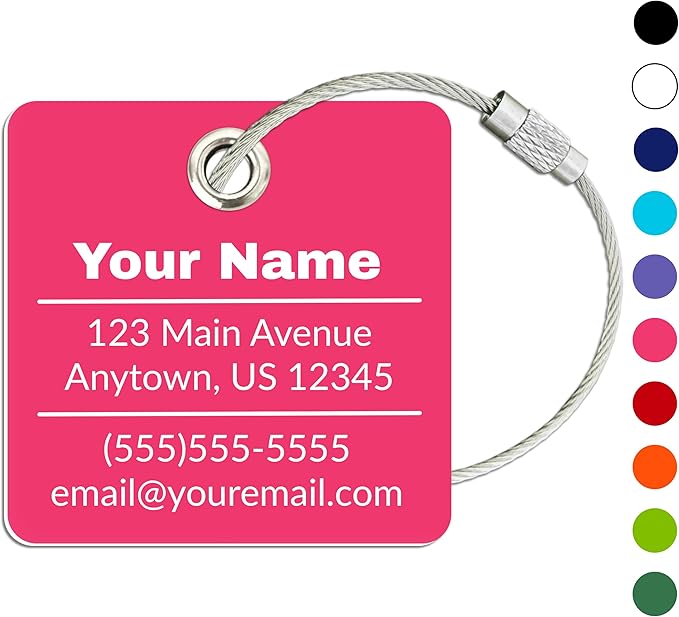 Personalized Luggage Tag | Custom Luggage Tags for Suitcases | Kids Backpack Tag | 10 Color Options & Choose Font, Font Color