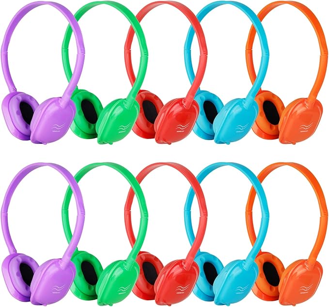 Kids Headphones Bulk 10 Pack for Classroom School,Wholesale Earphones Class Set of Headphones for Students Teens Children 3.5mm Jack Multi Color