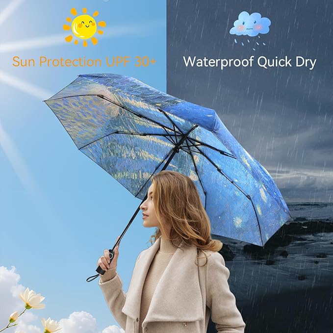 Umbrella, Pretty Umbrellas for Women and men, Ladies Umbrellas for Rain, Automatic Folding Umbrellas Open Close