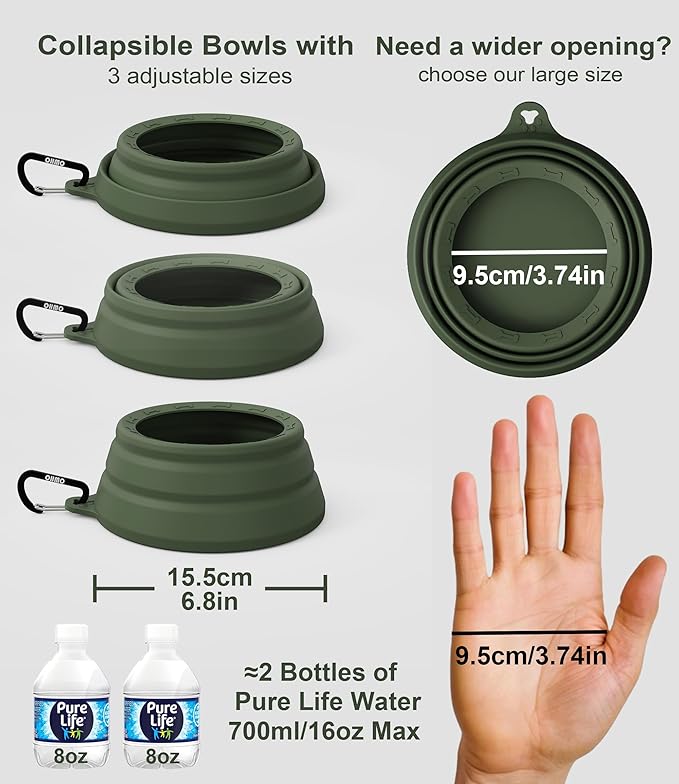 OHMO Spill Proof Collapsible Dog Water Bowl 24oz for Cars, No Splash Portable Bowls for Dog Travel, Pet Essentials for Road Trips, Cat Travel Accessories