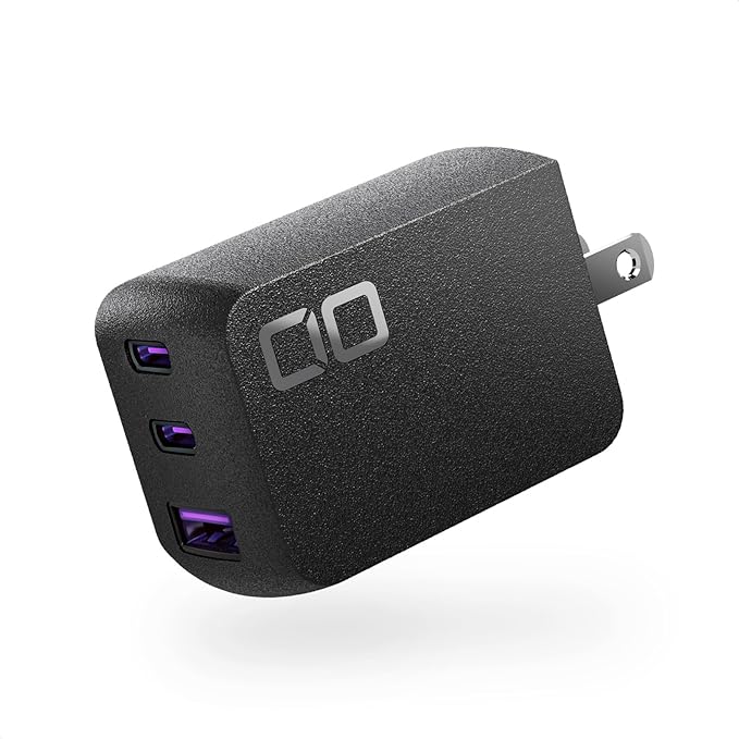 CIO 65W USB C Charger Block, Max 67W GaN Fast Charging Brick w/Dual Type-C Ports & Type-A, USBC Adapter, Multi Travel Charger Block, NovaPort Trio II 2C1A (Black)