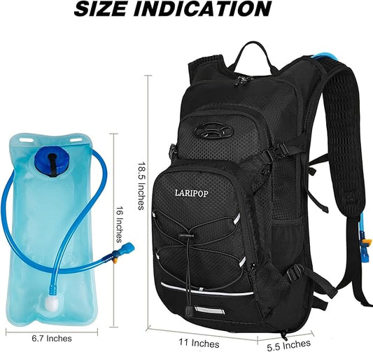 LARIPOP Hydration Backpack, 18L Hiking Backpack with 2L Water Bladder, Lightweight Water Pack for Cycling, Hiking, Biking