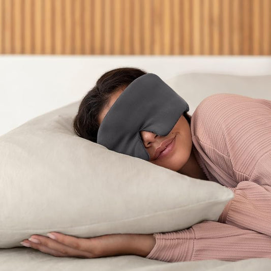 Baloo Silk Weighted Sleep Mask (Grey - 0.6 lb) | Light Blocking & Sound Muffling Eye Mask for Sleeping | Cool, Soft & Comforting