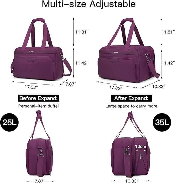 Carry-On Luggage Travel Duffle Weekender Travel Bag Men Gym Bag for Women,Overnight Bag Luggage Bag with Trolley Sleeve,Hospital Bag for Labor and Delivery,Purple