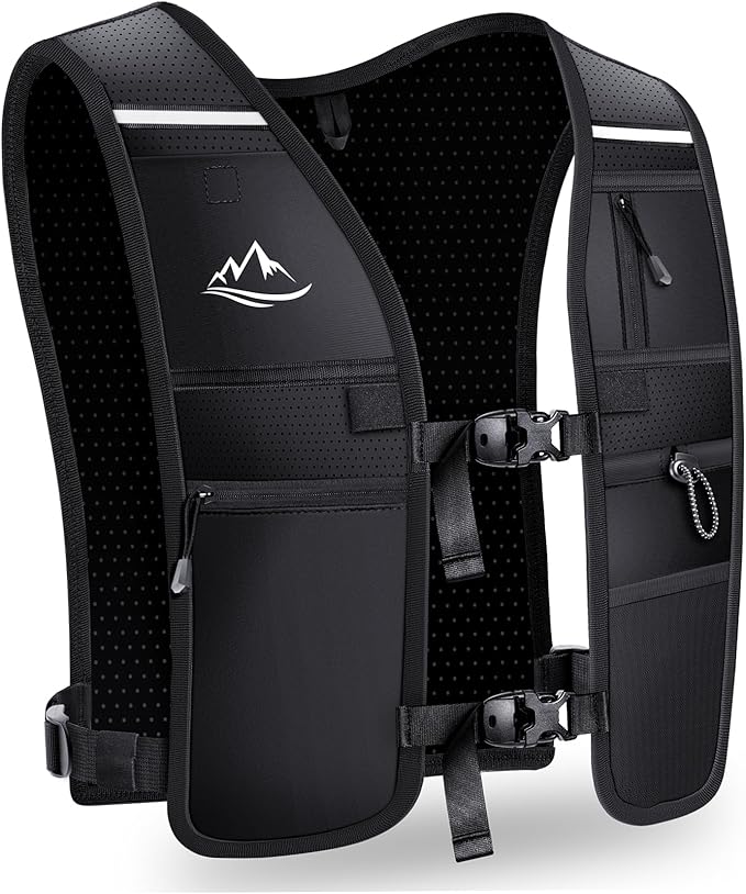Running Vest for Women Men, Reflective Hydration Vest with Adjustable Waistband & Phone Pocket, Lightweight Breathable Running Water Vest for Jogging Hiking Trail Cycling and Marathon Race