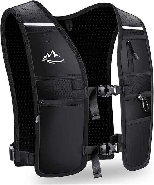 Running Vest for Women Men, Reflective Hydration Vest with Adjustable Waistband & Phone Pocket, Lightweight Breathable Running Water Vest for Jogging Hiking Trail Cycling and Marathon Race