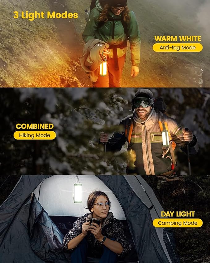 Glocusent 106 LED Camping Lantern Rechargeable, Up to 80Hrs, 5000mAh Lantern with 5 Brightness 3 Modes & SOS, IP68 Waterproof, Max 1200LM, Camping Light for Power Outages Hiking Emergency Hurricane