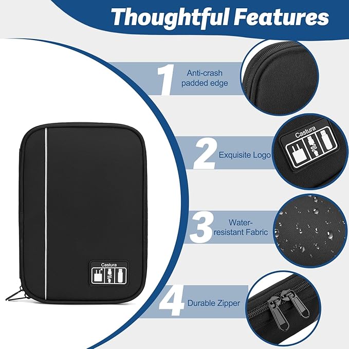Electronic Organizer Travel Case, All-in-One Portable Cable Organizer Bag for Storage, Cord Organizer Tech Accessories for Cables, Chargers, Power Bank, Flash Drive,SD Card