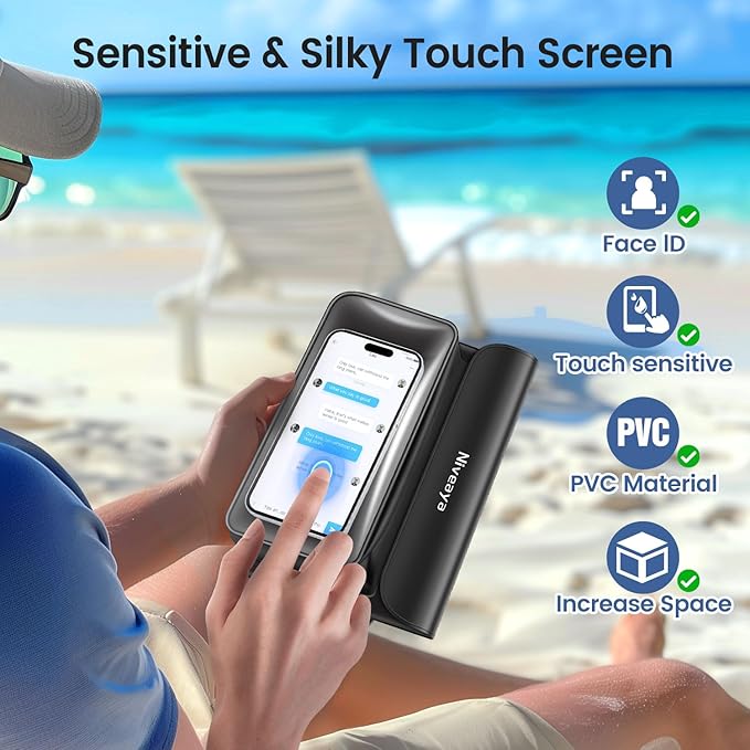 Niveaya IP68 Waterproof Fanny Pack - 2 Pack, Floating Dry Bag Pouch, Phone Waterproof Waist Pouch Dry Bag, Beach, Kayaking, Swimming, Boat Essentials, for iPhone 17/16/15/14/13/12 Pro Max up to 9.5"
