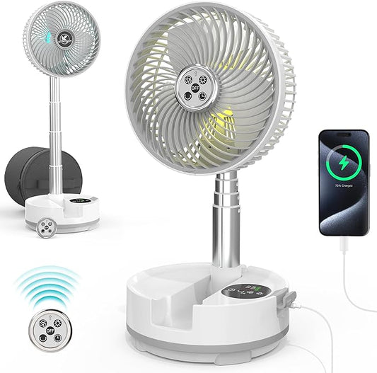 20000mAh Battery Operated Camping Fan - 112Hrs Rechargeable Oscillating Table Fan with Light & Timer, 8 Speeds Portable Travel Fan for Cruise RV Trip, Hurricane Power Outage (8" with Case)